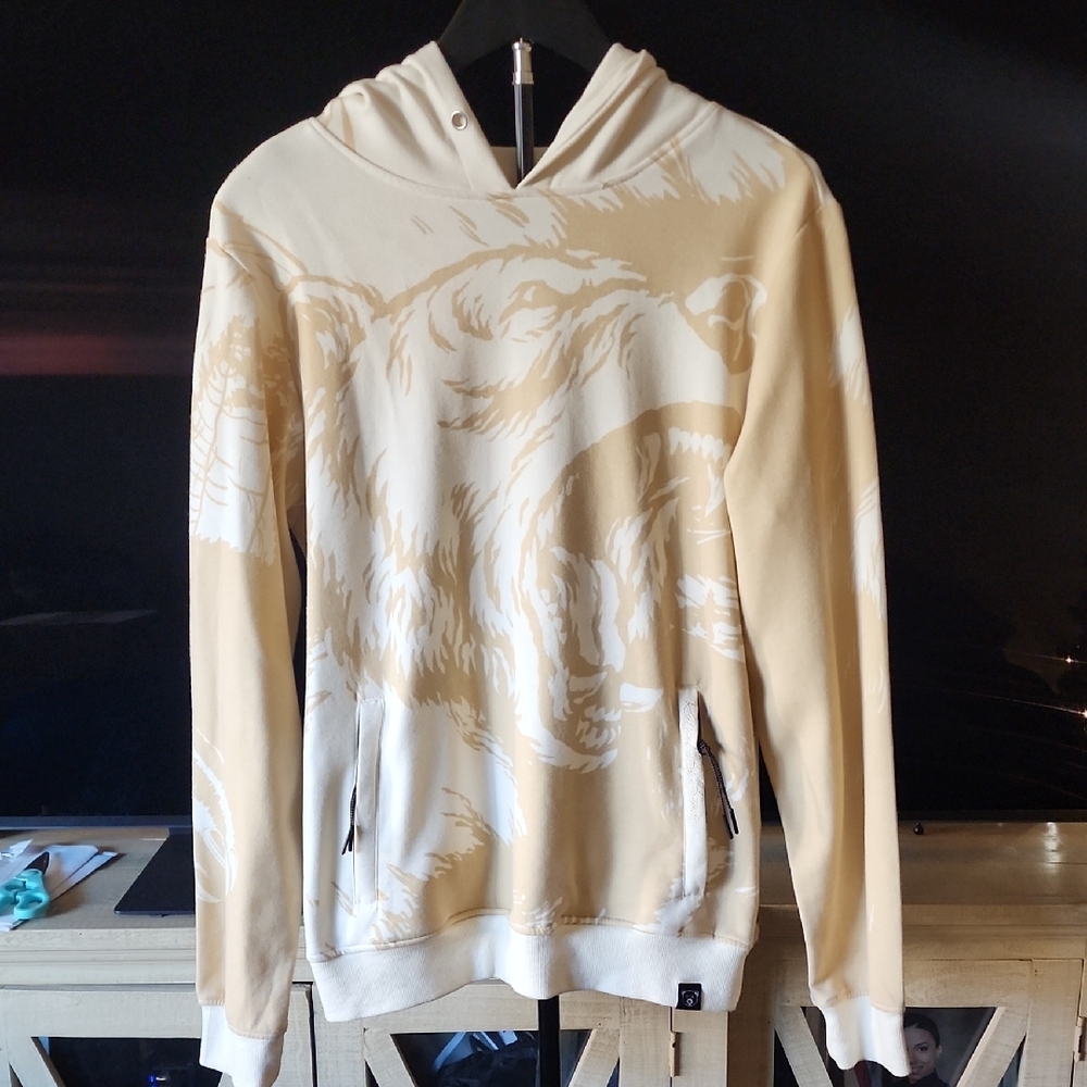 Civilized Bear Graphic Hoodie Beige Streetwear Sweatshirt